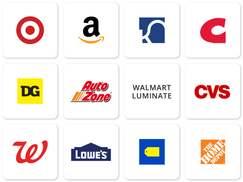 Integration of retail data from Target, Walmart, Amazon, Kroger, Dollar General and more