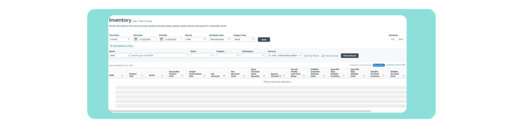 check inventory in amazon vendor central