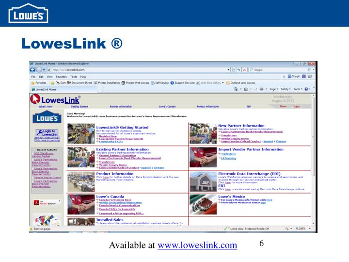 loweslink legacy screenshot